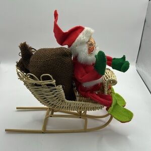 Vintage Annalee Santa on Wicker Sled